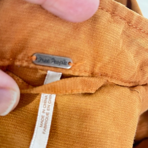 Free People Poet Puff Sleeve Bomber Jacket Orange Oversized Linen Blend Size M - Picture 5 of 7